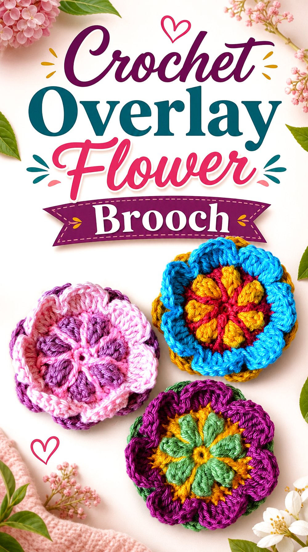 Crochet Overlay Flower Brooch