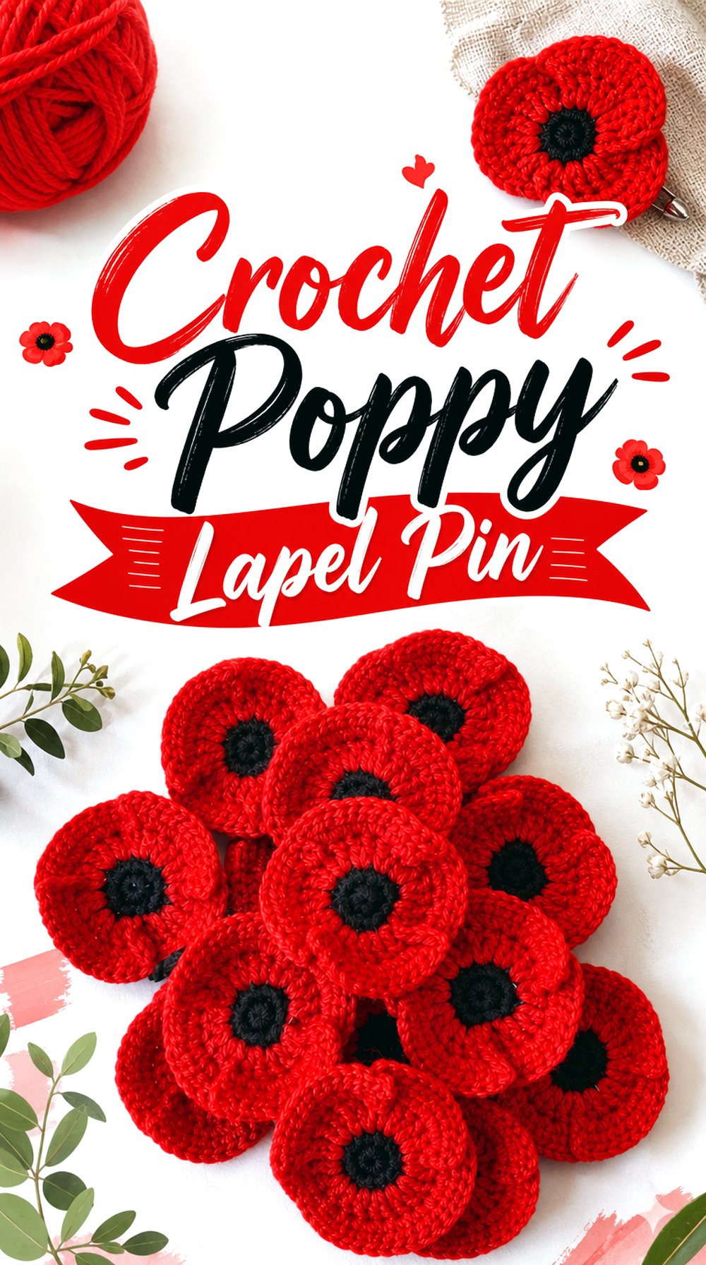 Crochet Poppy Lapel Pin
