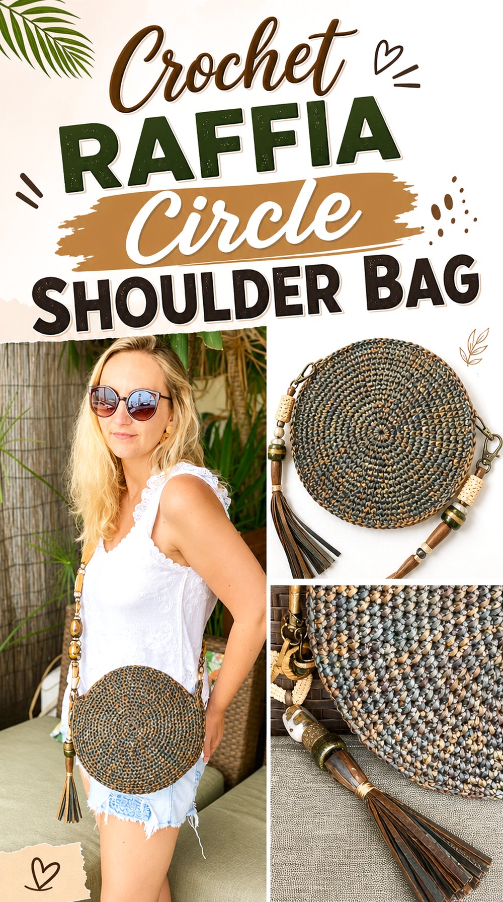 Crochet Raffia Circle Shoulder Bag