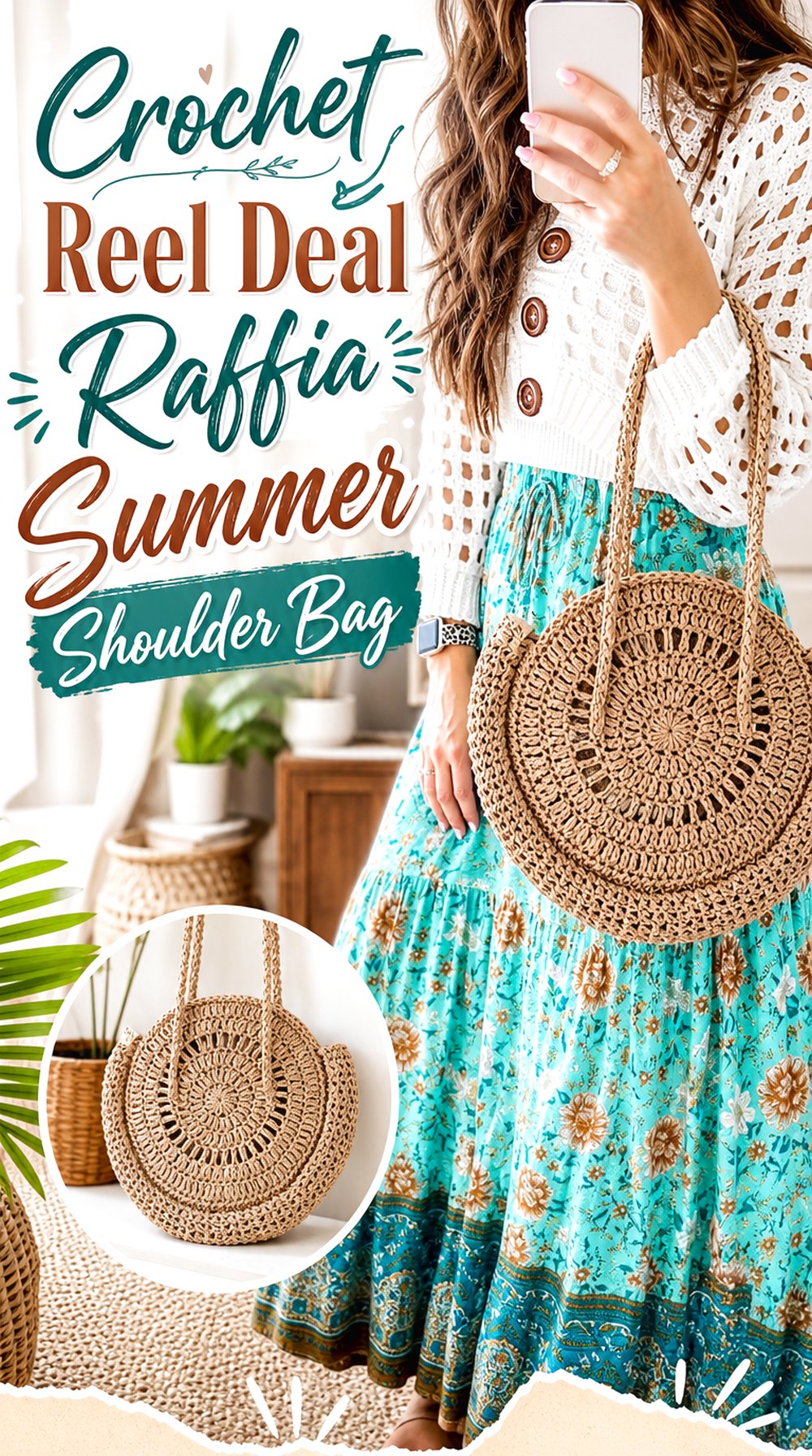 Crochet Reel Deal Raffia Summer Shoulder Bag