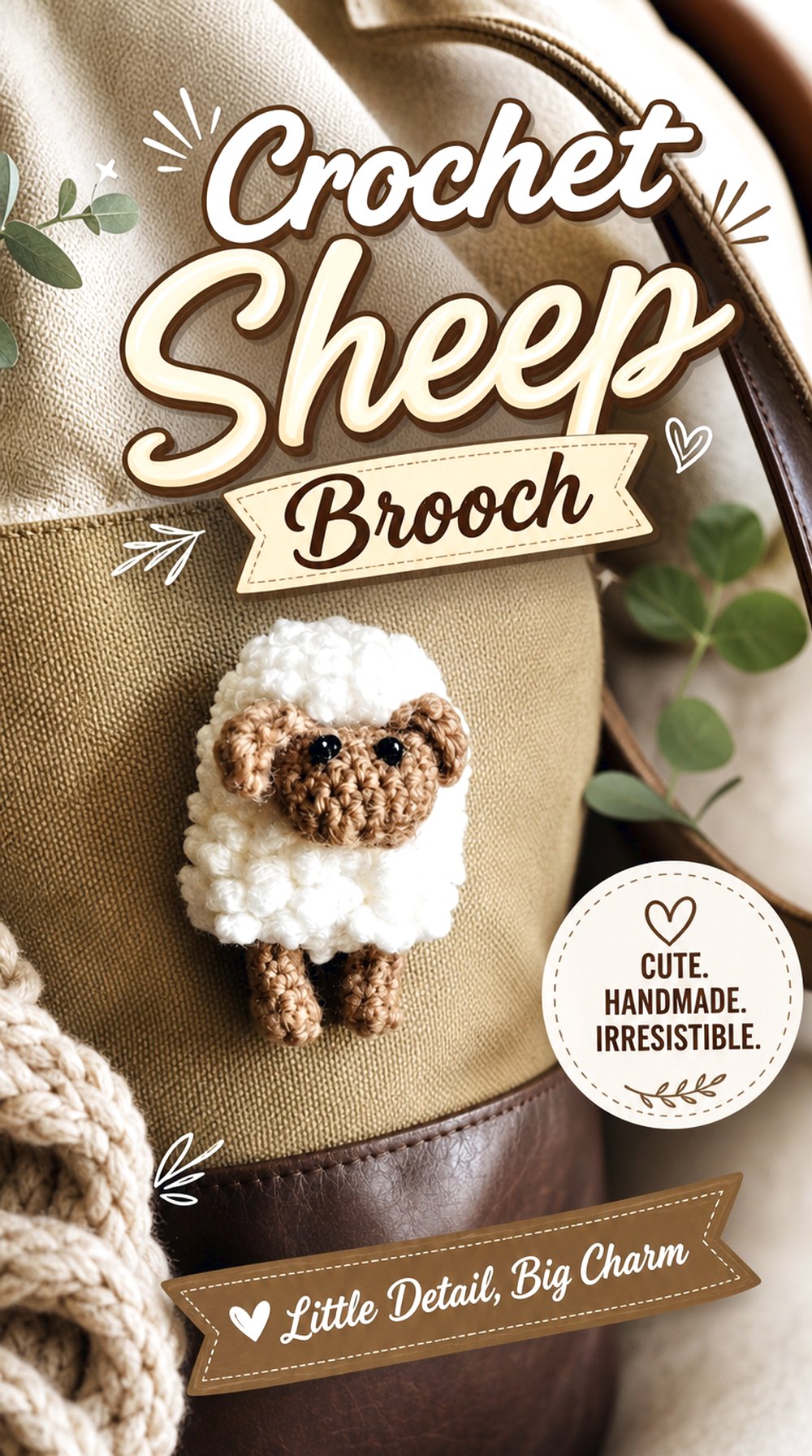 Crochet Sheep Brooch