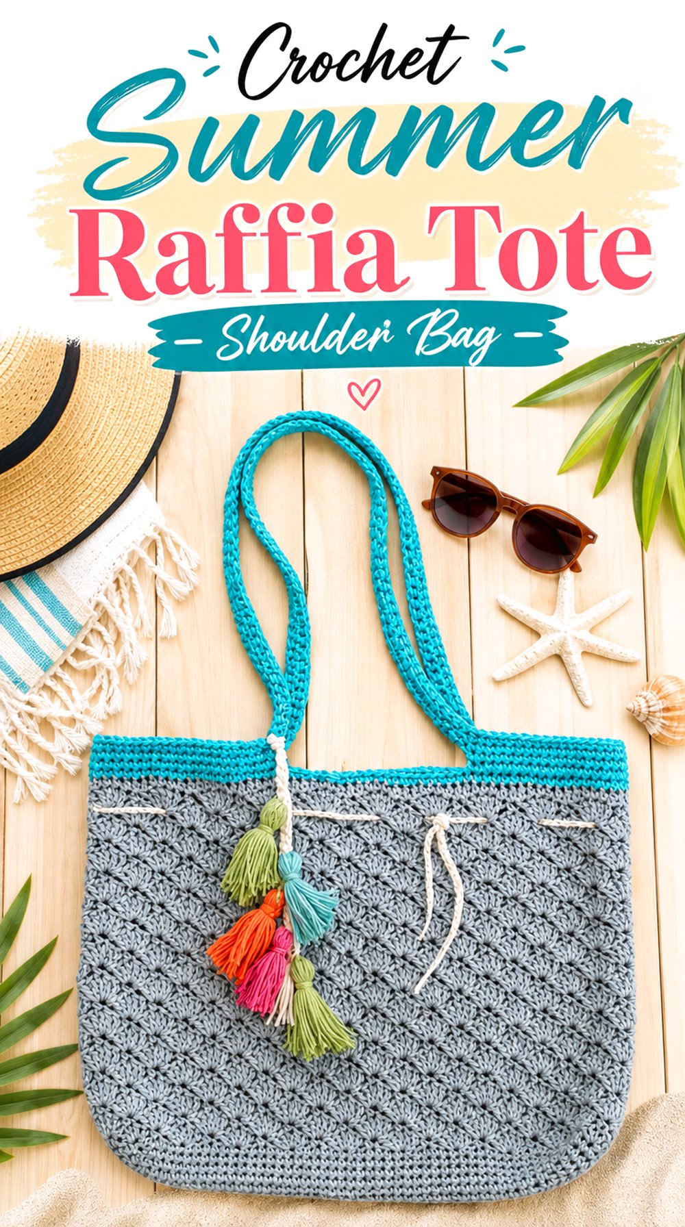 Crochet Summer Raffia Tote Shoulder Bag