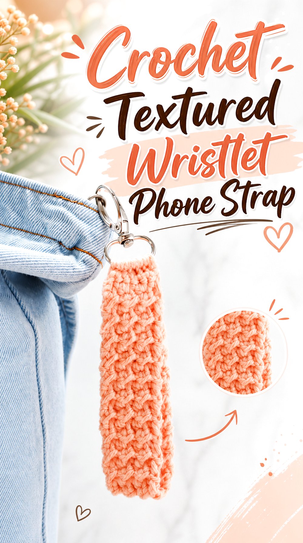 Crochet Textured Wristlet Phone Strap