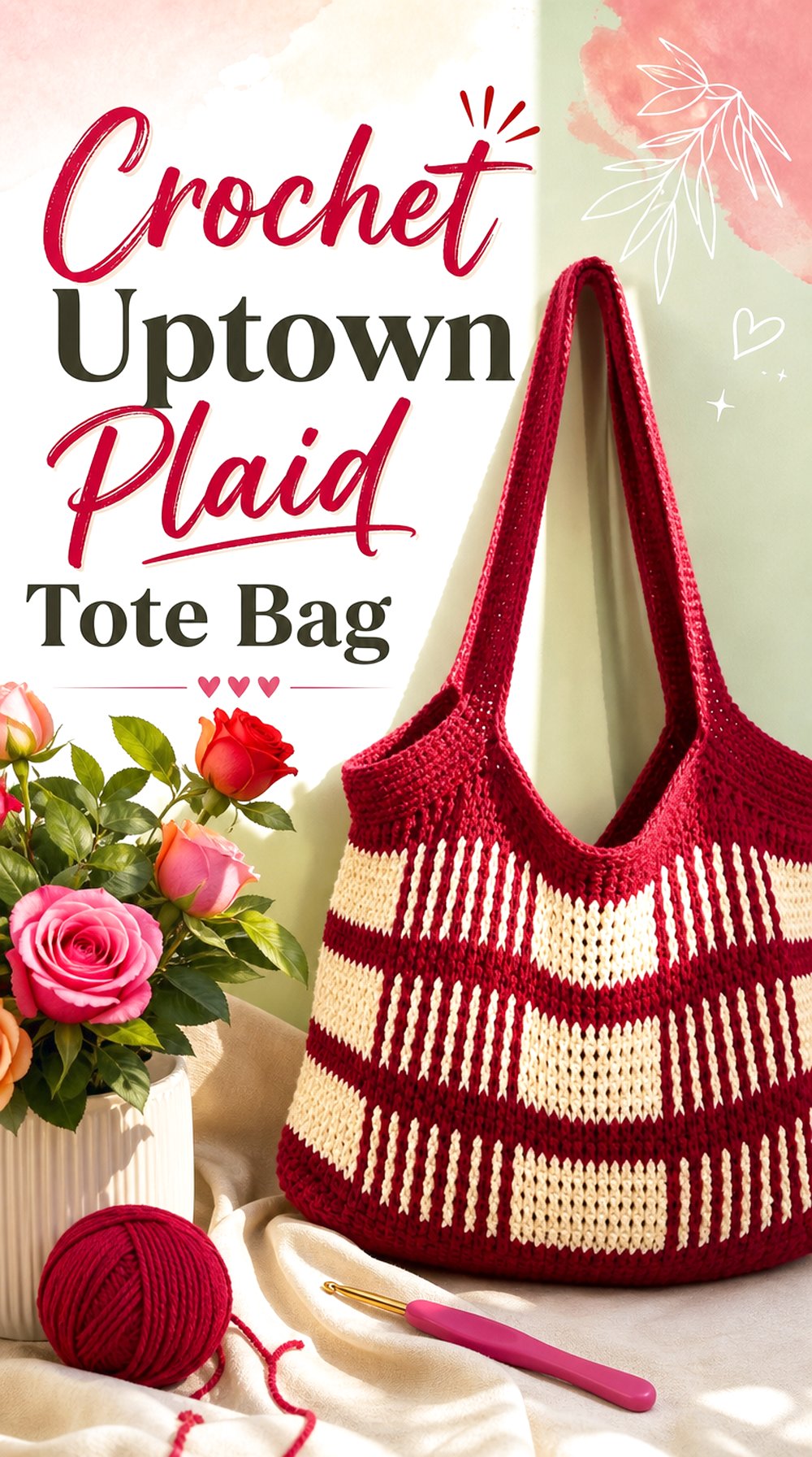Crochet Uptown Plaid Tote Bag