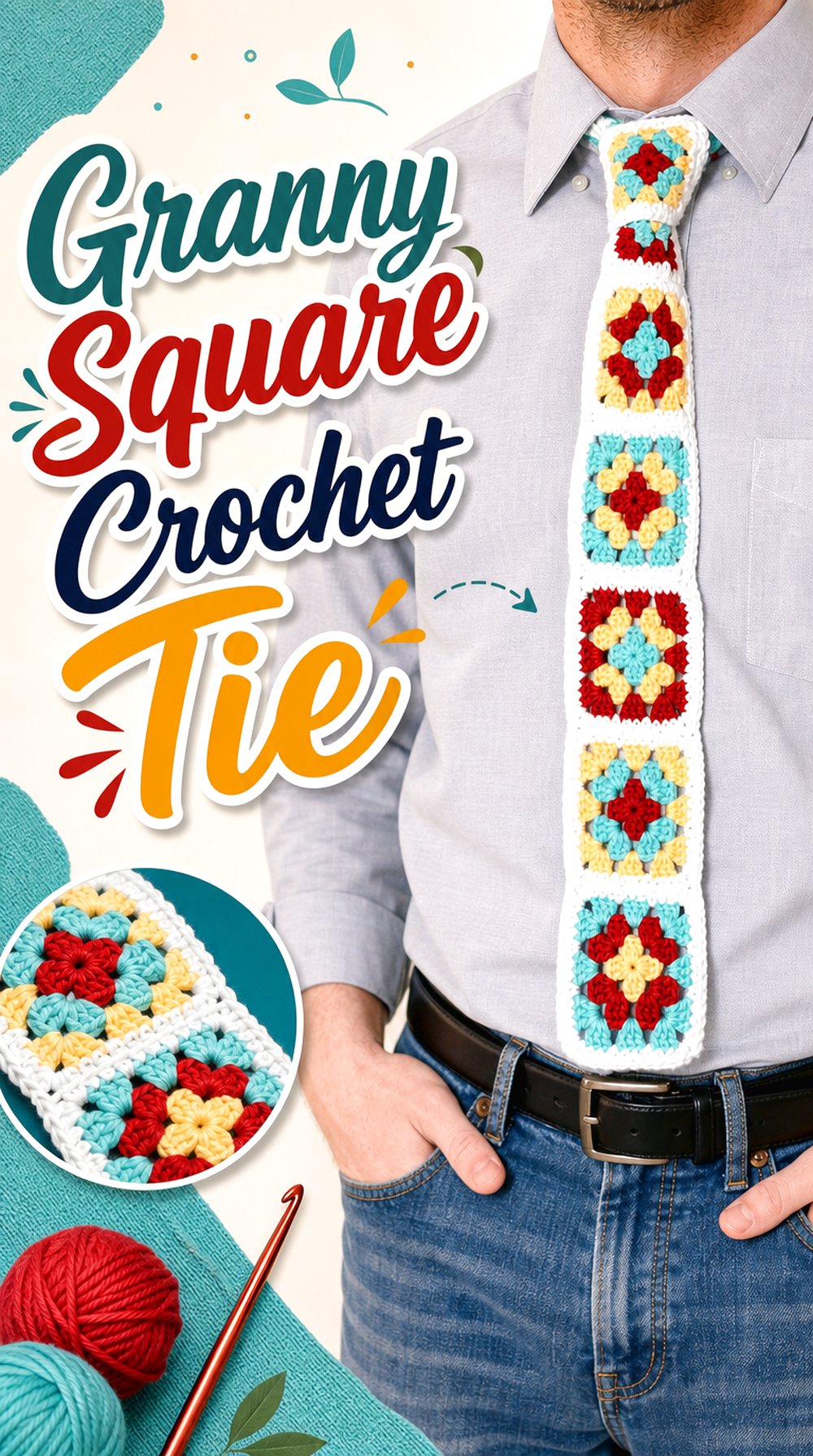 Granny Square Crochet Tie