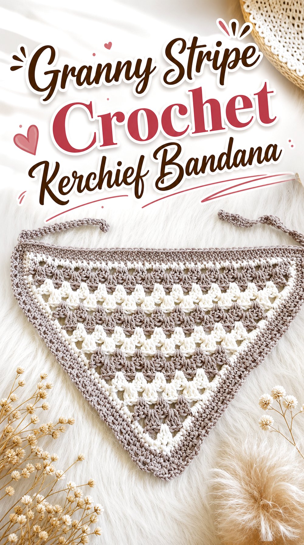 Granny Stripe Crochet Kerchief Bandana