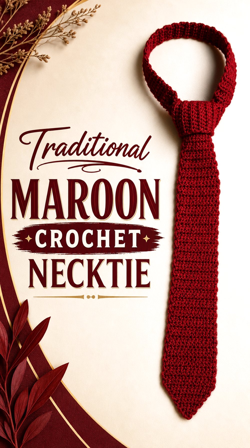 Traditional Maroon Crochet Necktie