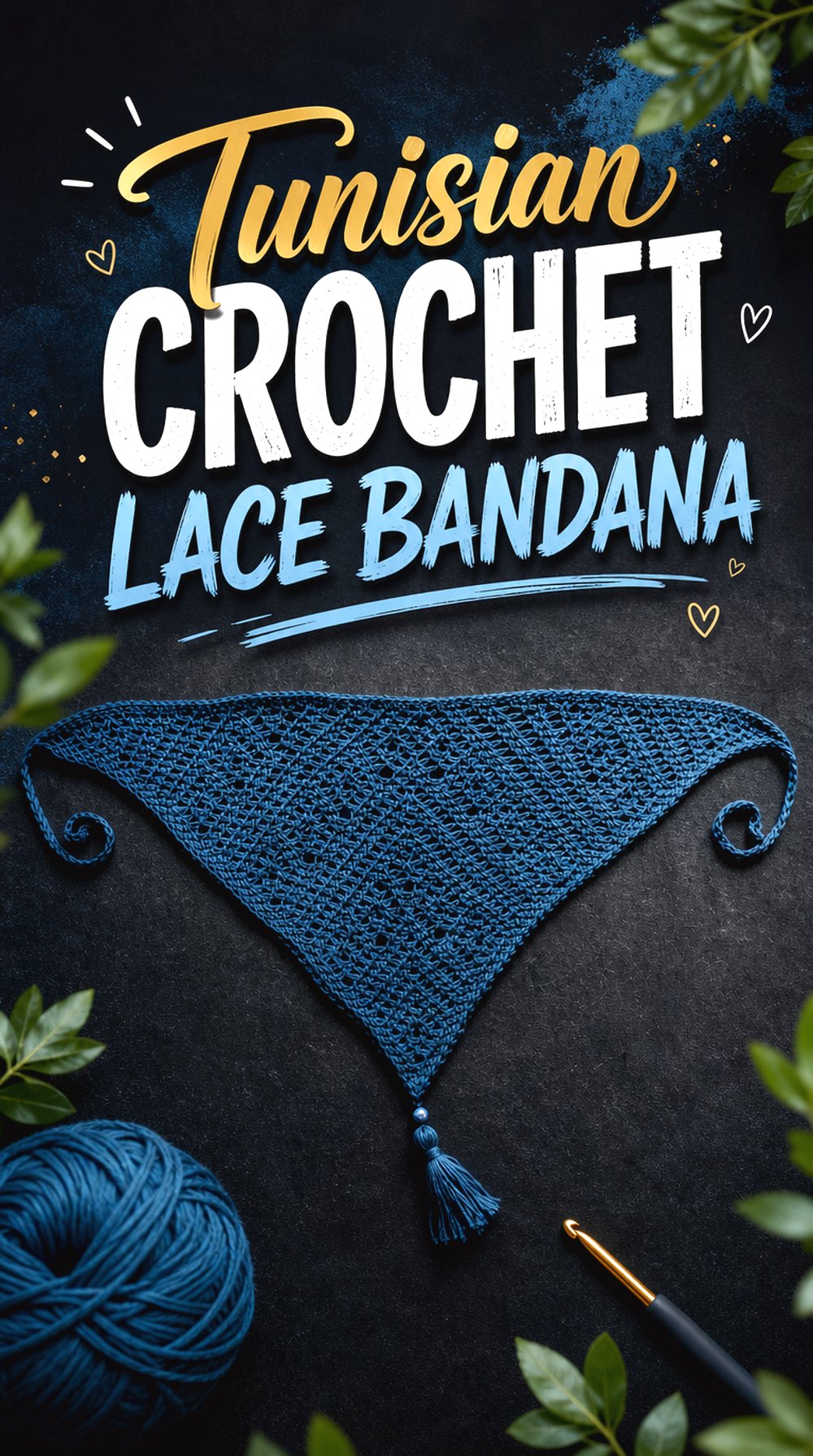 Tunisian Crochet Lace Bandana