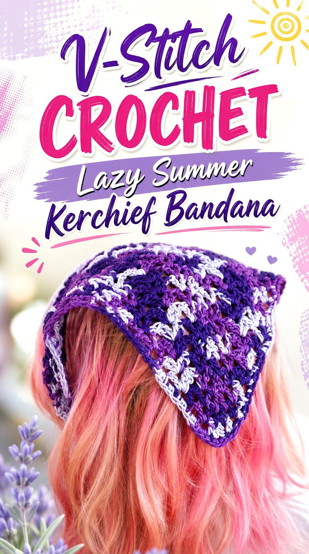 V-Stitch Crochet Lazy Summer Kerchief Bandana