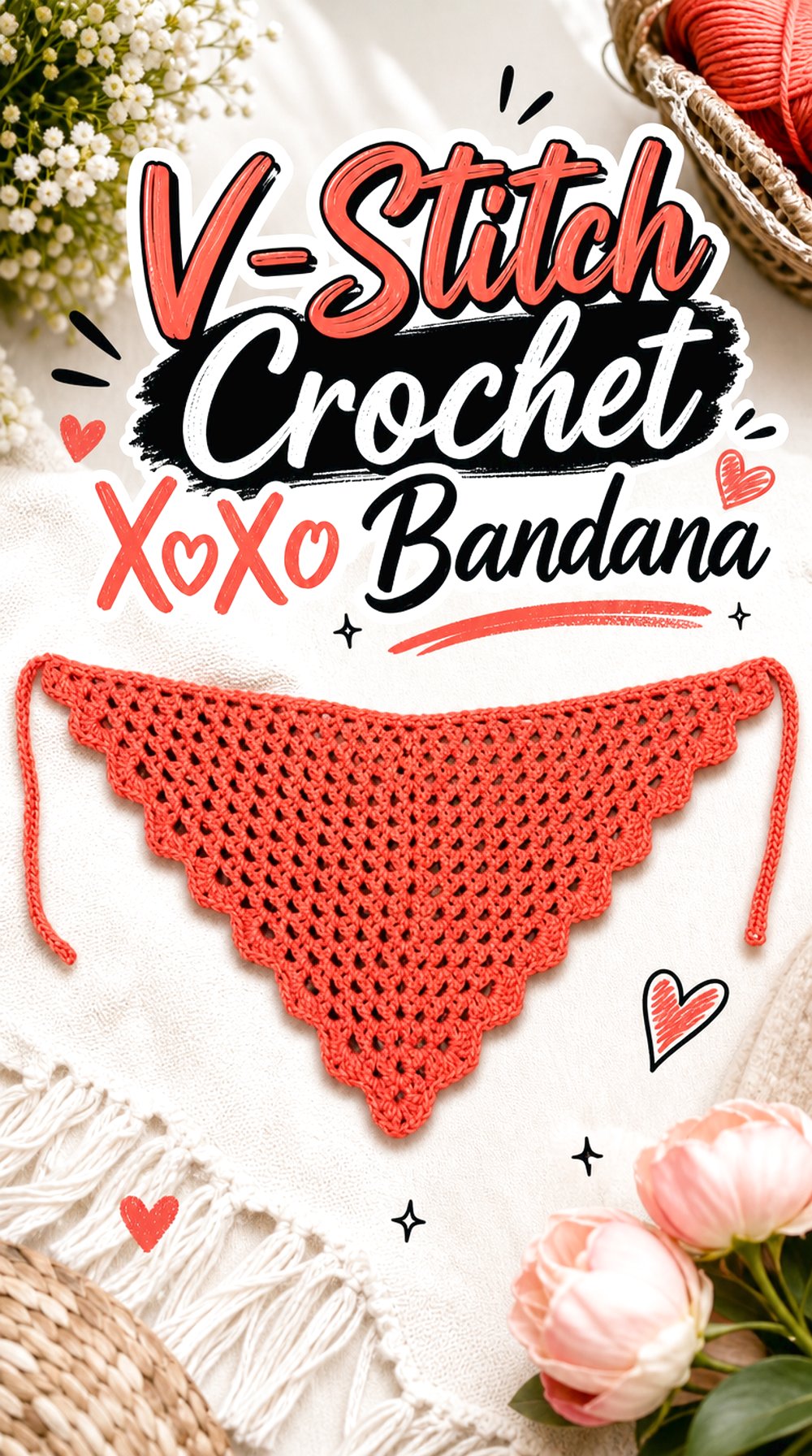 V-Stitch Crochet XoXo Bandana