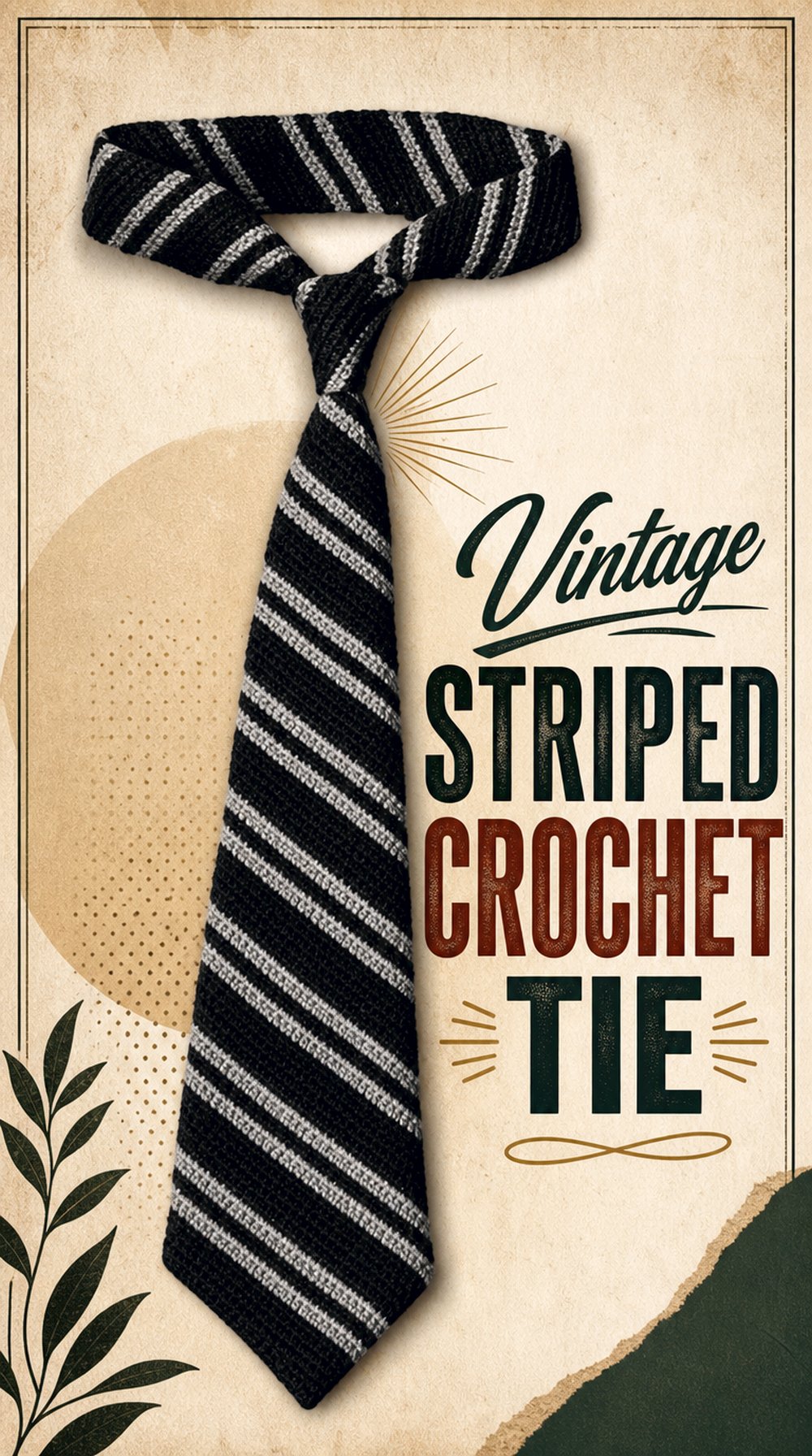 Vintage Striped Crochet Tie