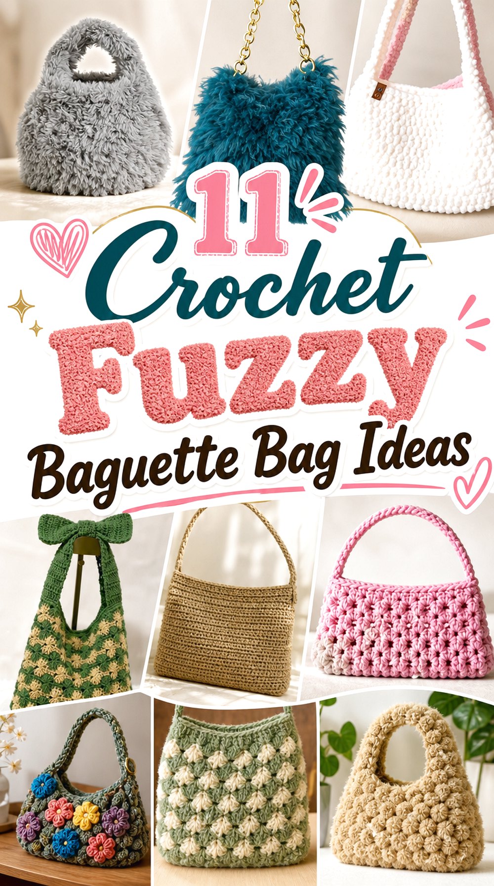 11 Crochet Fuzzy Baguette Bag Ideas
