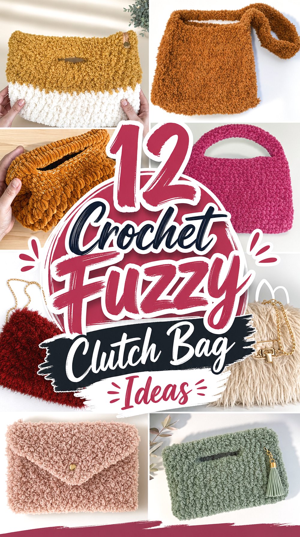 12 Crochet Fuzzy Clutch Bag Ideas