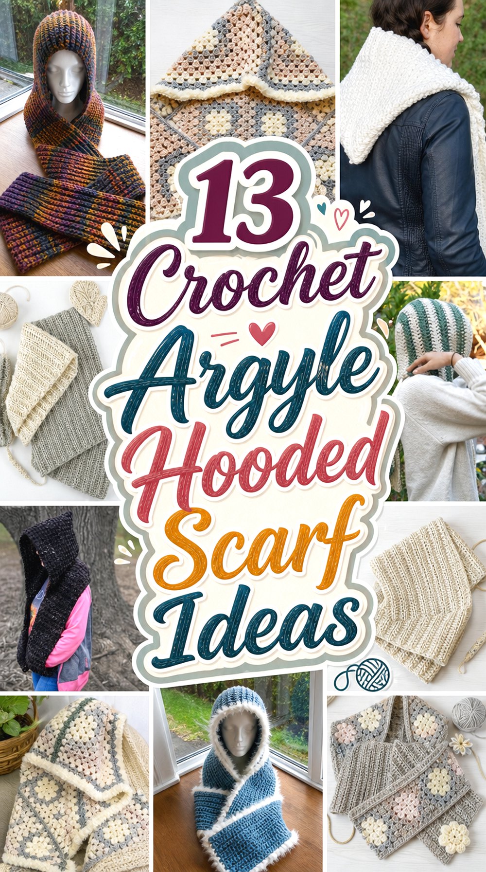 13 Crochet Argyle Hooded Scarf Ideas