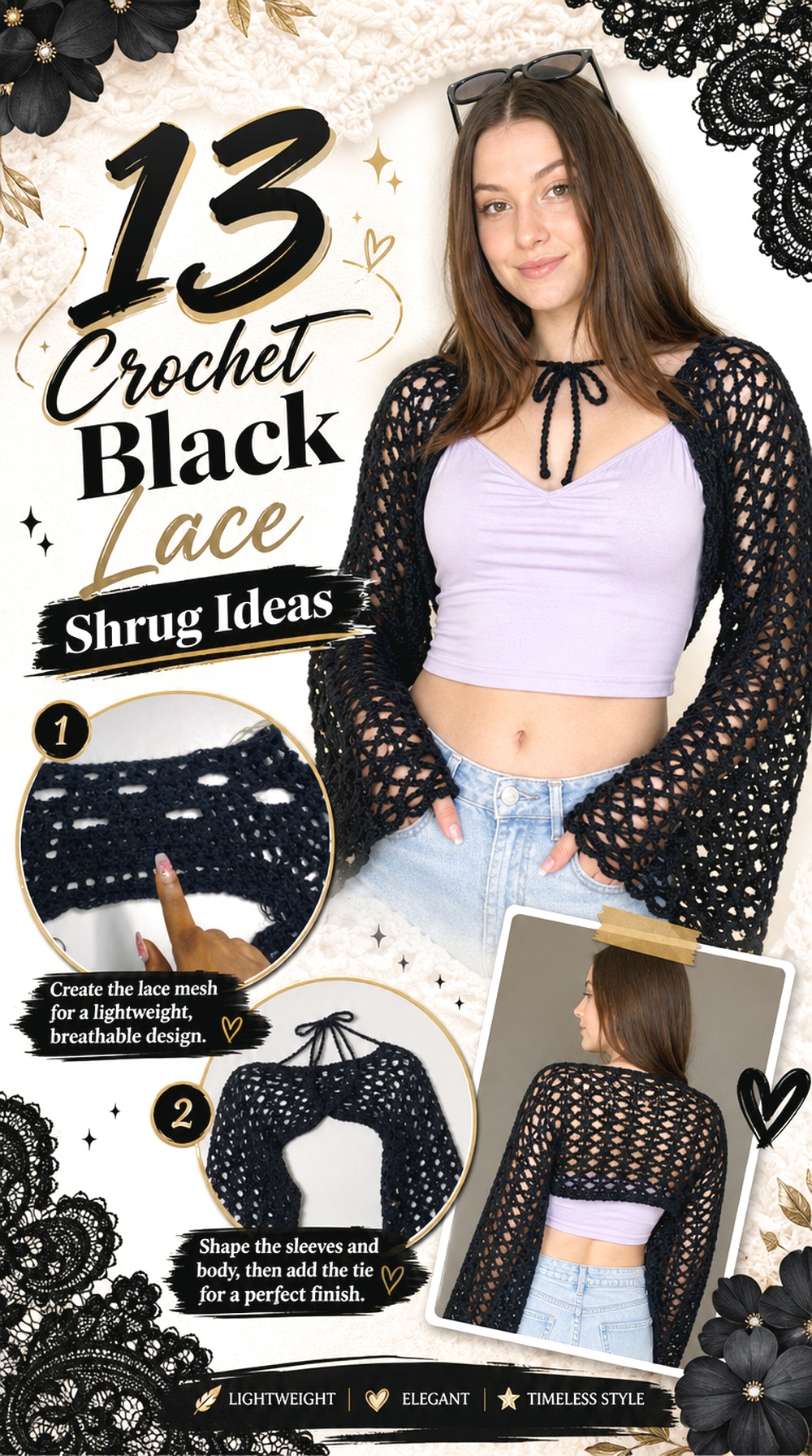 Crochet Black Lace Shrug Ideas