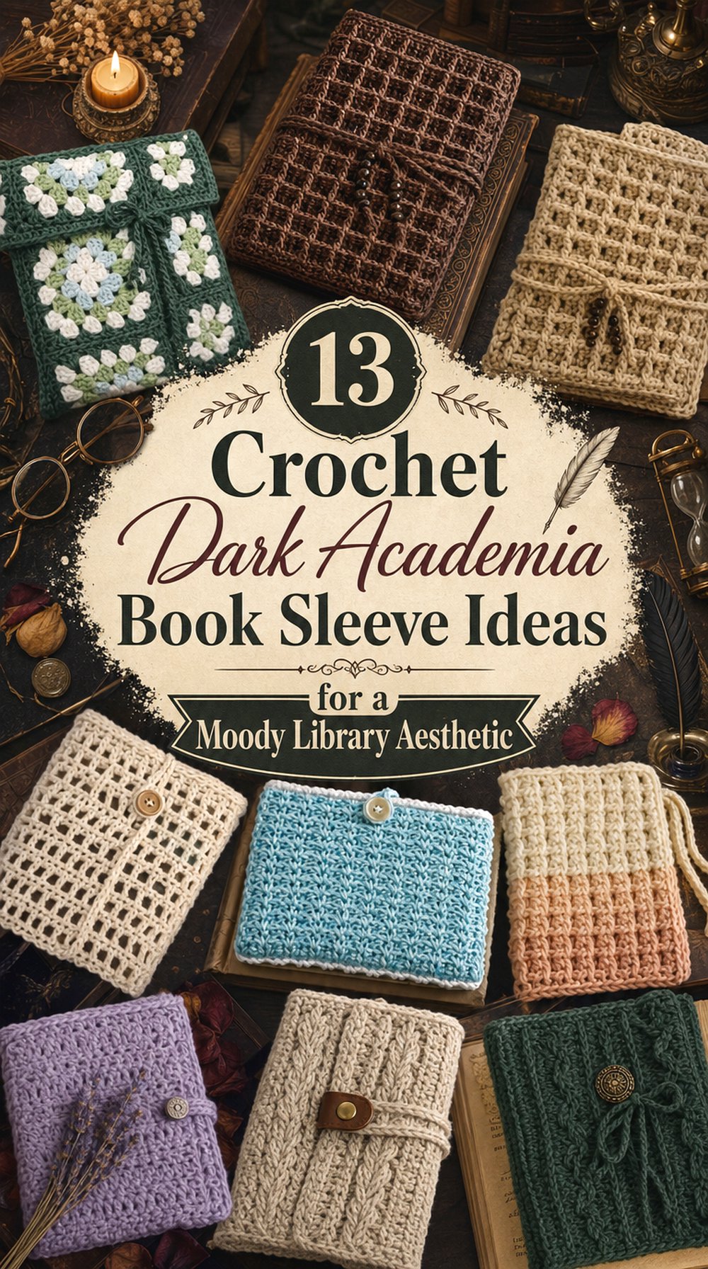 Crochet Dark Academia Book Sleeve Ideas for a Moody Library Aesthetic