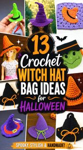 13 Crochet Witch Hat Bag Ideas for Halloween