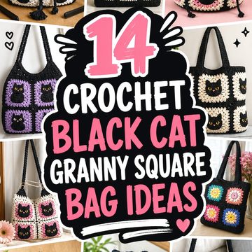 14 Crochet Black Cat Granny Square Bag Ideas