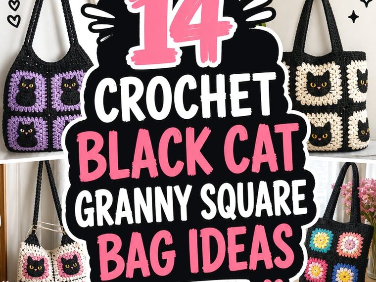 14 Crochet Black Cat Granny Square Bag Ideas