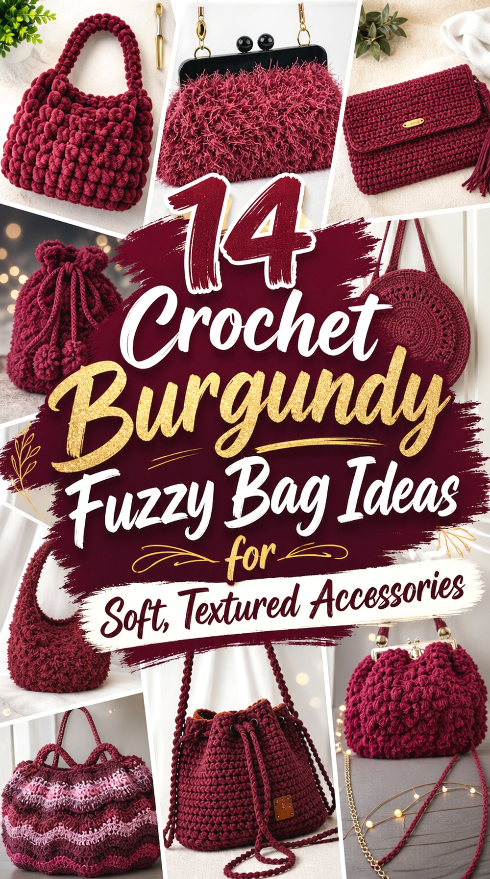 Crochet Burgundy Fuzzy Bag Ideas for Soft, Textured Accessories