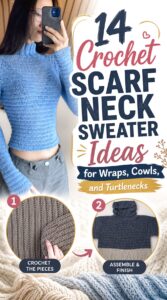 Crochet Scarf Neck Sweater Ideas for Wraps Cowls and Turtlenecks
