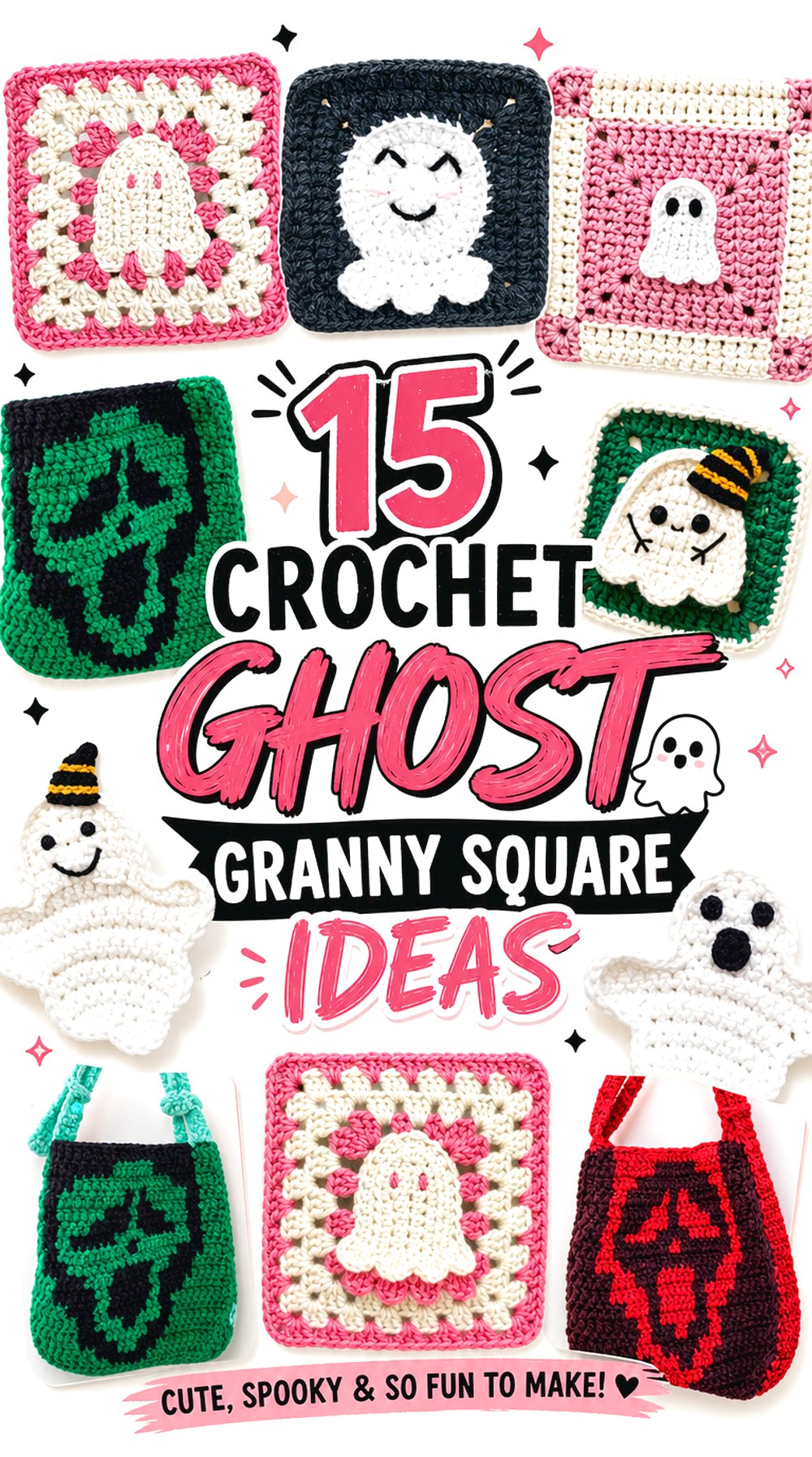 15 Crochet Ghost Granny Square Ideas