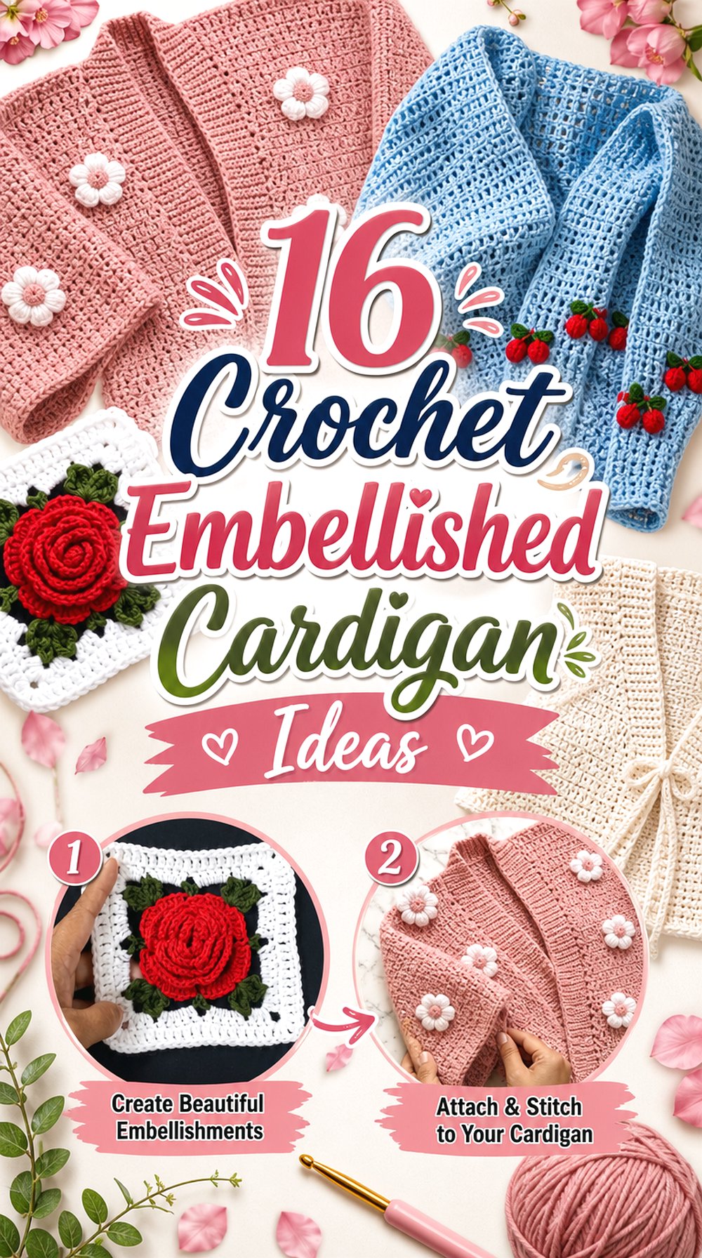 Crochet Embellished Cardigan Ideas