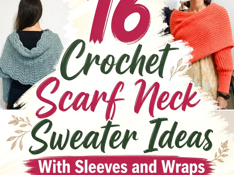 Crochet Scarf Neck Sweater Ideas With Sleeves and Wraps