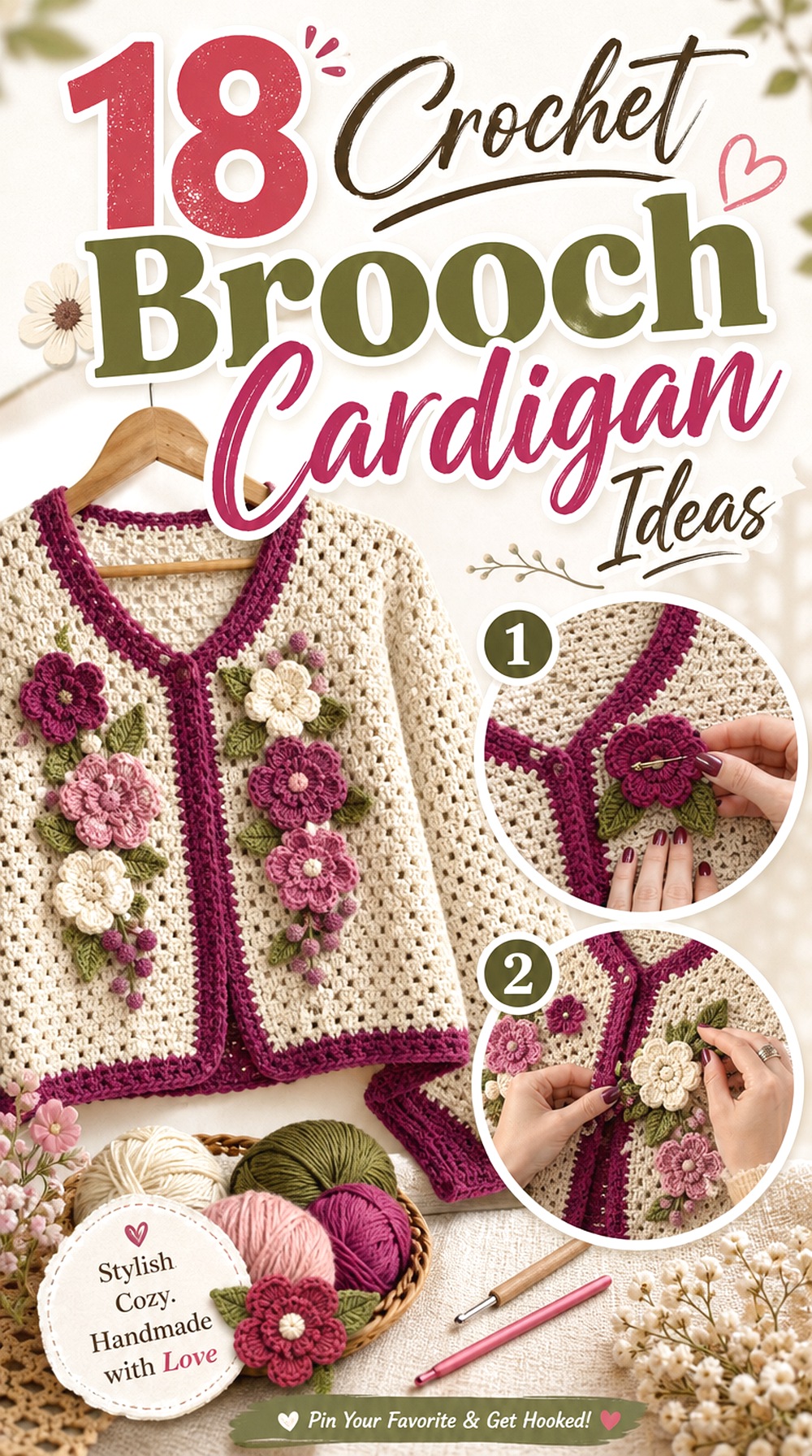 Crochet Brooch Cardigan Ideas