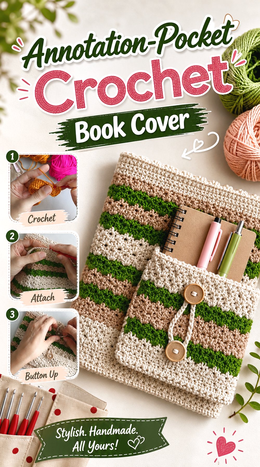 Annotation Pocket Crochet Book Cover