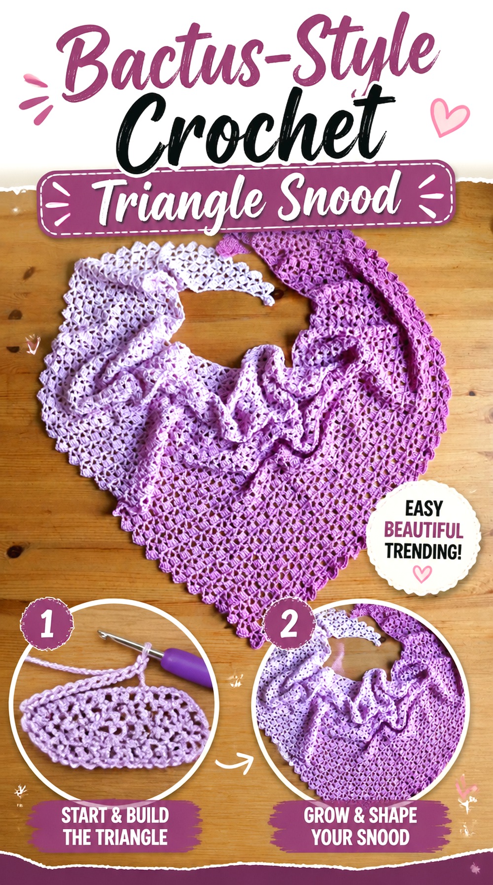 Bactus Style Crochet Triangle Snood