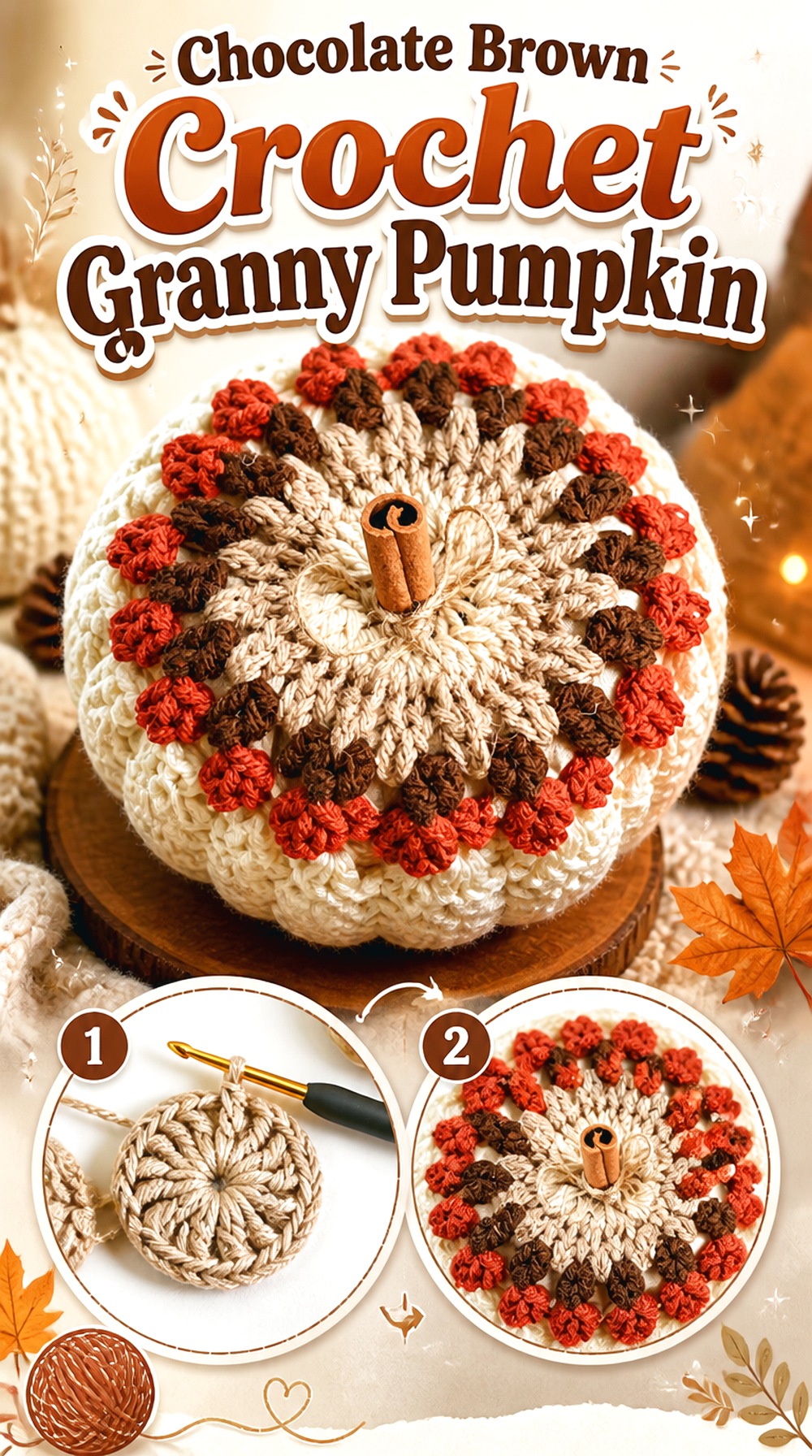 Chocolate Brown Crochet Granny Pumpkin