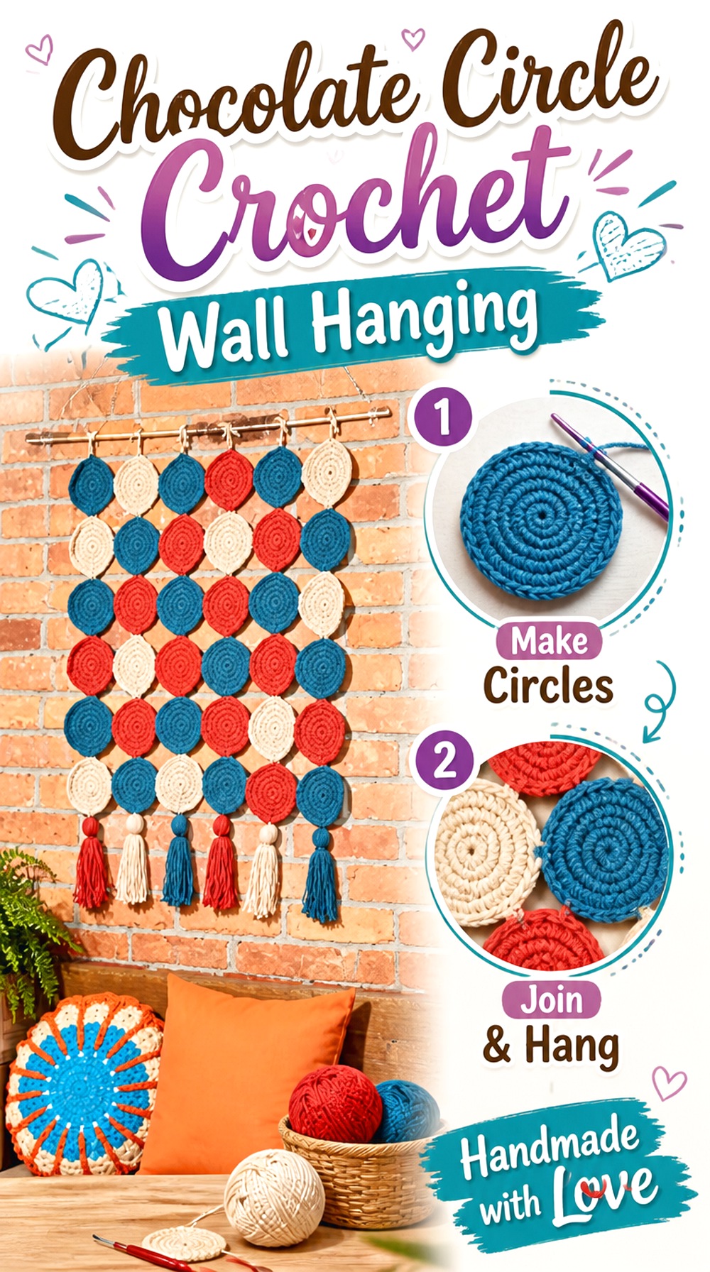 Chocolate Circle Crochet Wall Hanging