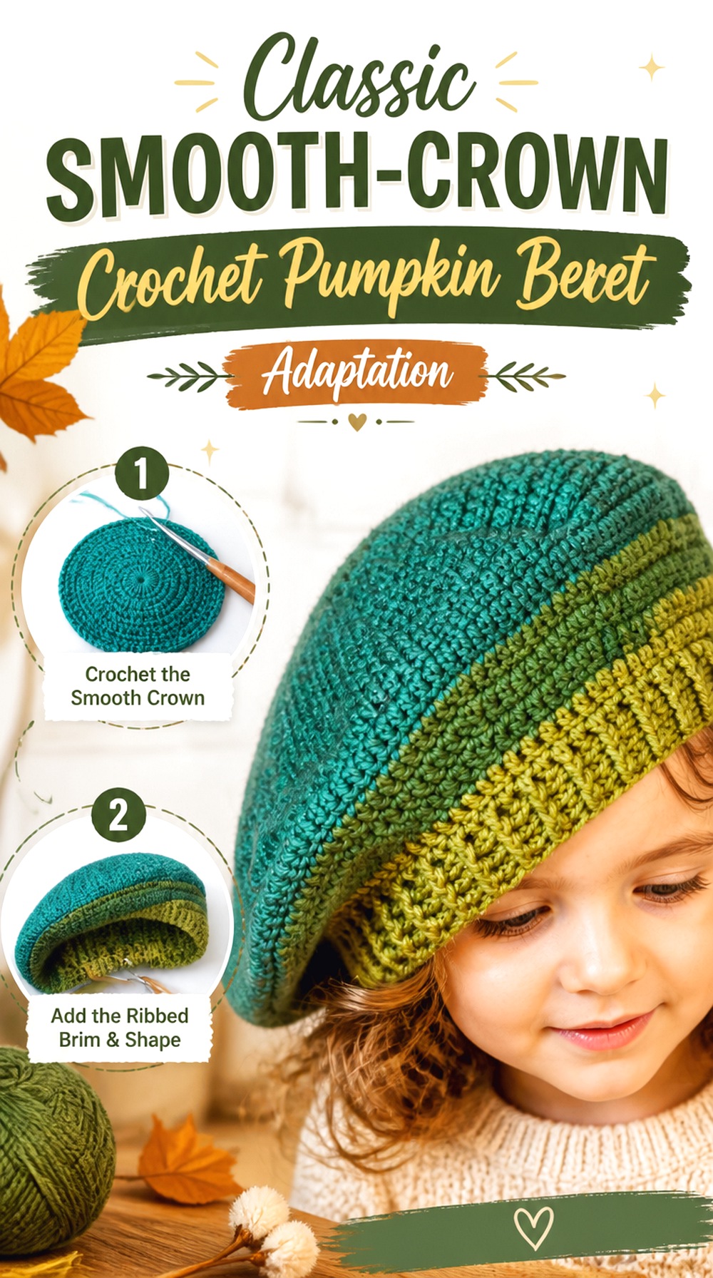 Classic Smooth Crown Crochet Pumpkin Beret Adaptation