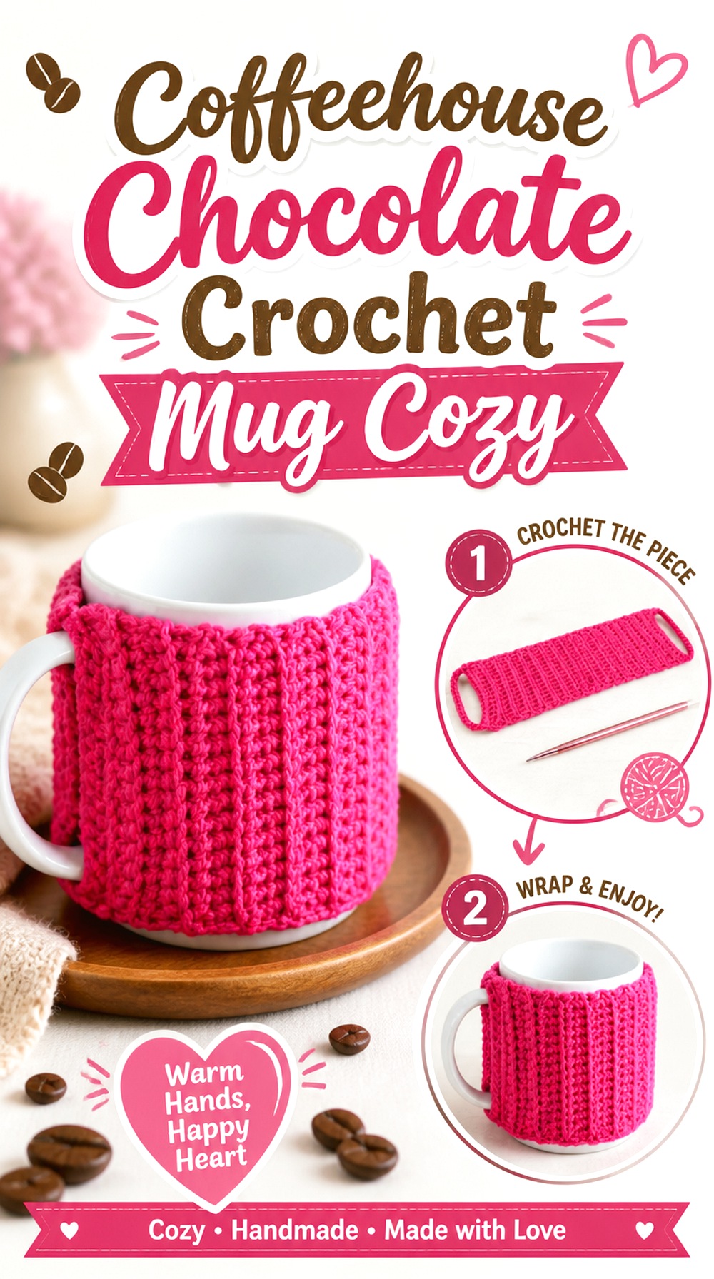Coffeehouse Chocolate Crochet Mug Cozy