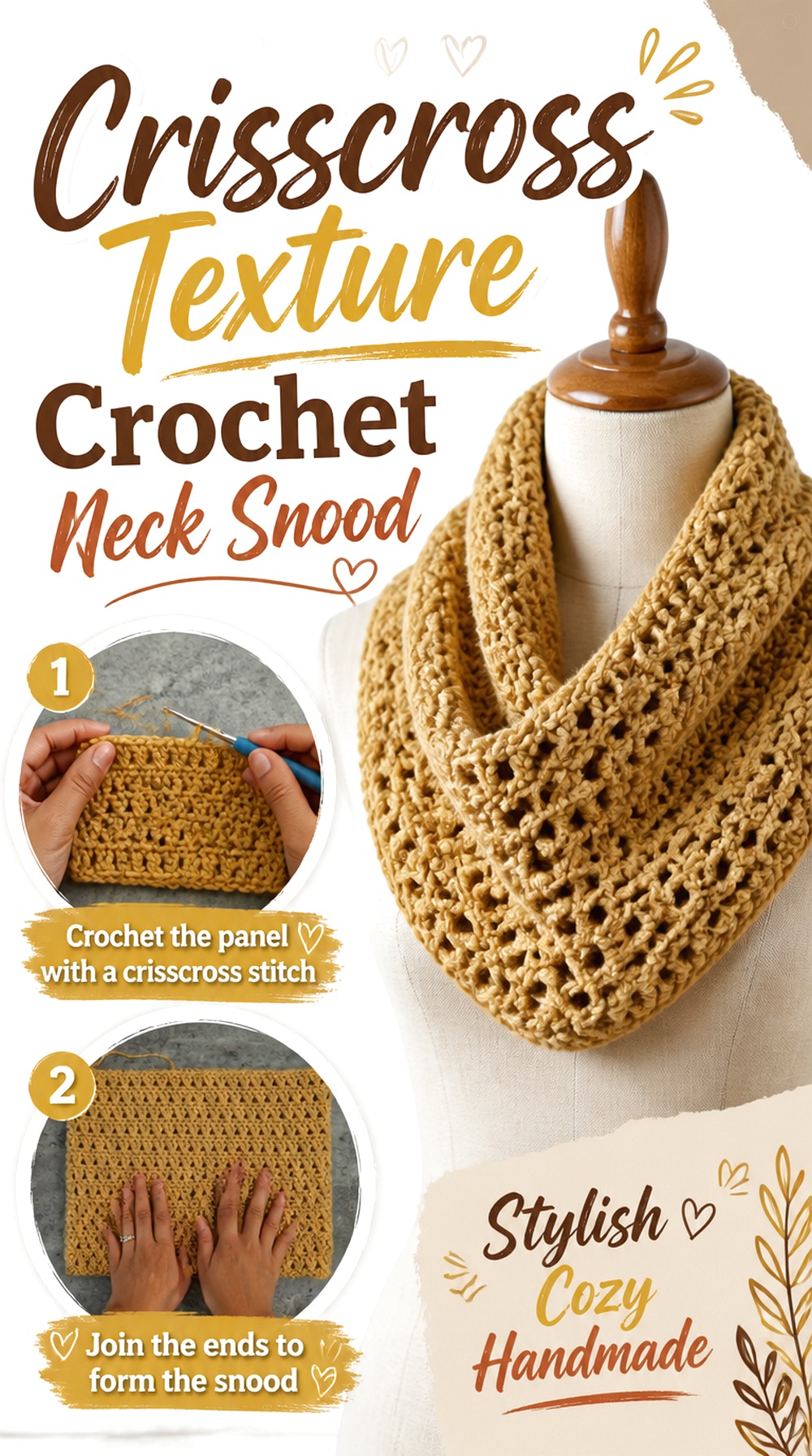 Crisscross Texture Crochet Neck Snood