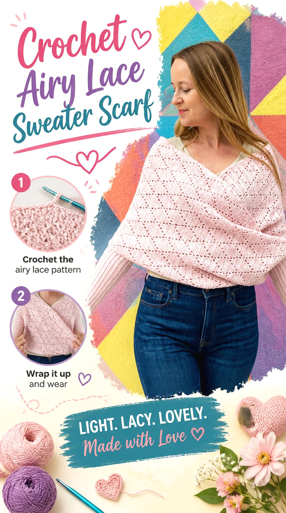 Crochet Airy Lace Sweater Scarf
