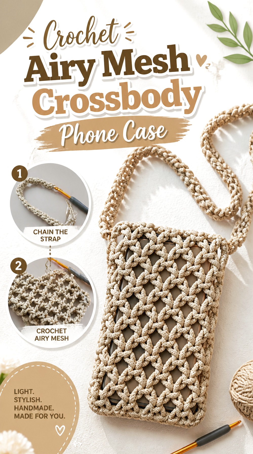 Crochet Airy Mesh Crossbody Phone Case