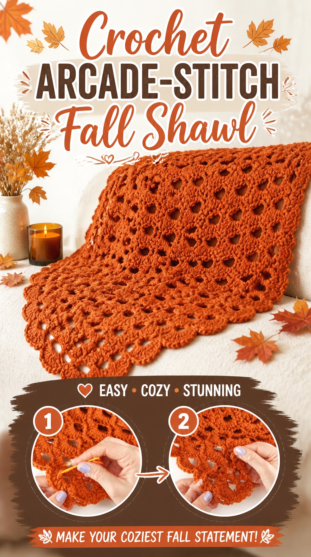 Crochet Arcade Stitch Fall Shawl