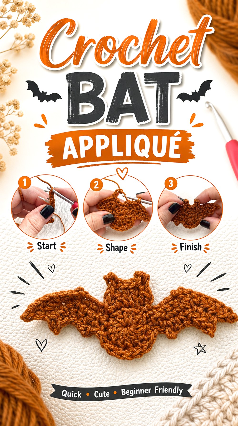 Crochet Bat Appliqué