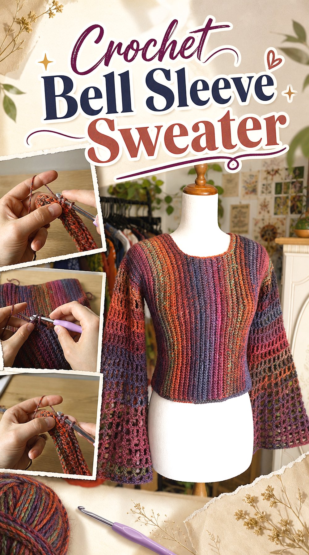 Crochet Bell Sleeve Sweater