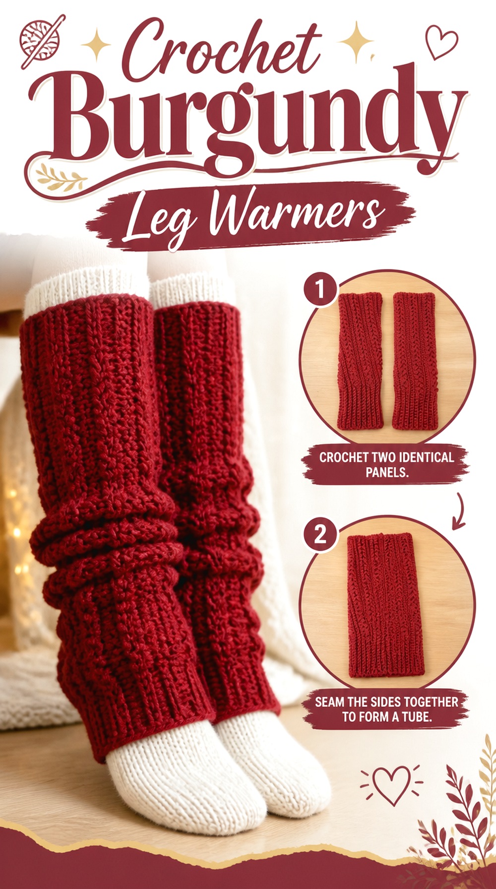 Crochet Burgundy Leg Warmers