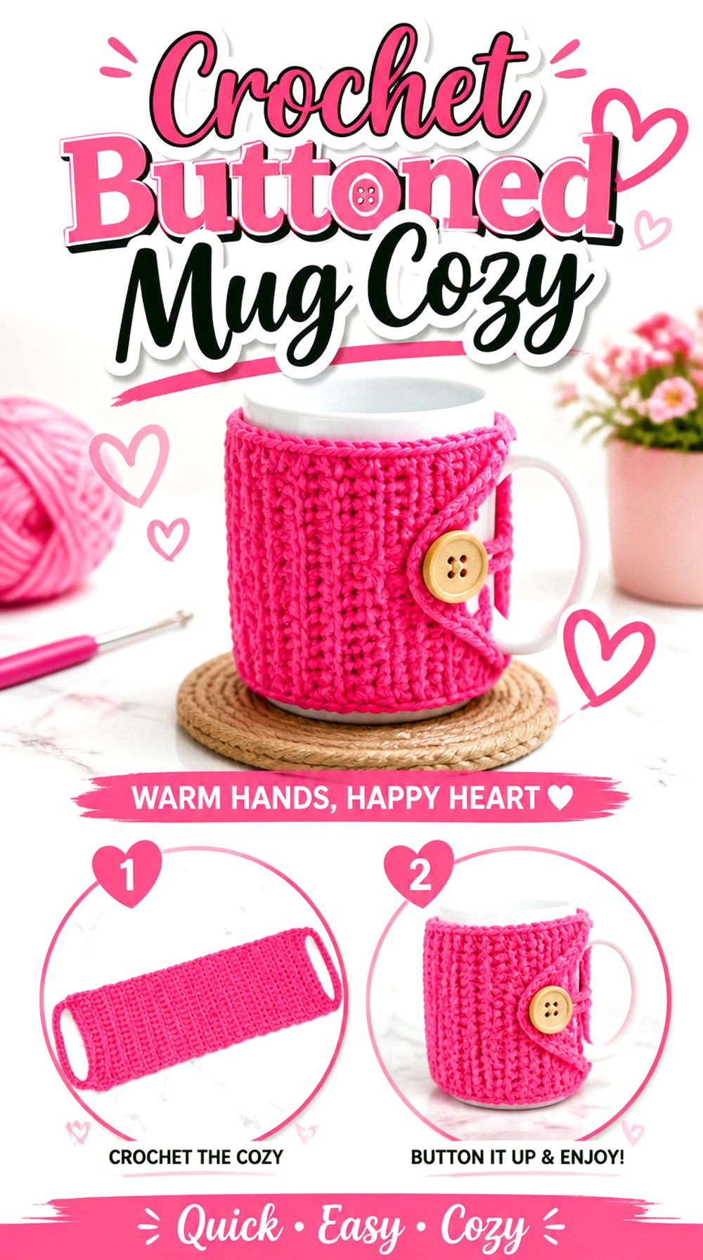 Crochet Buttoned Mug Cozy