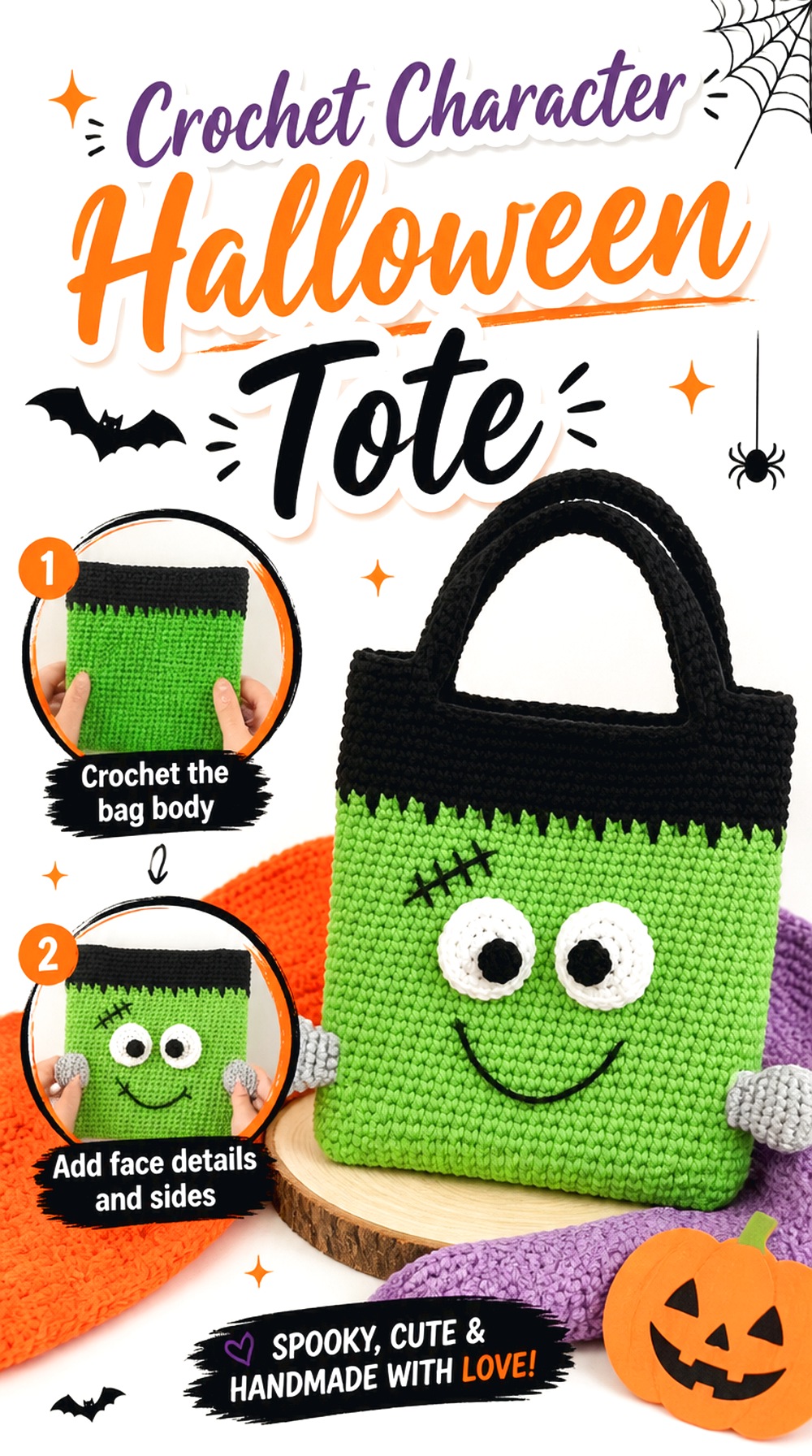 Crochet Character Halloween Tote
