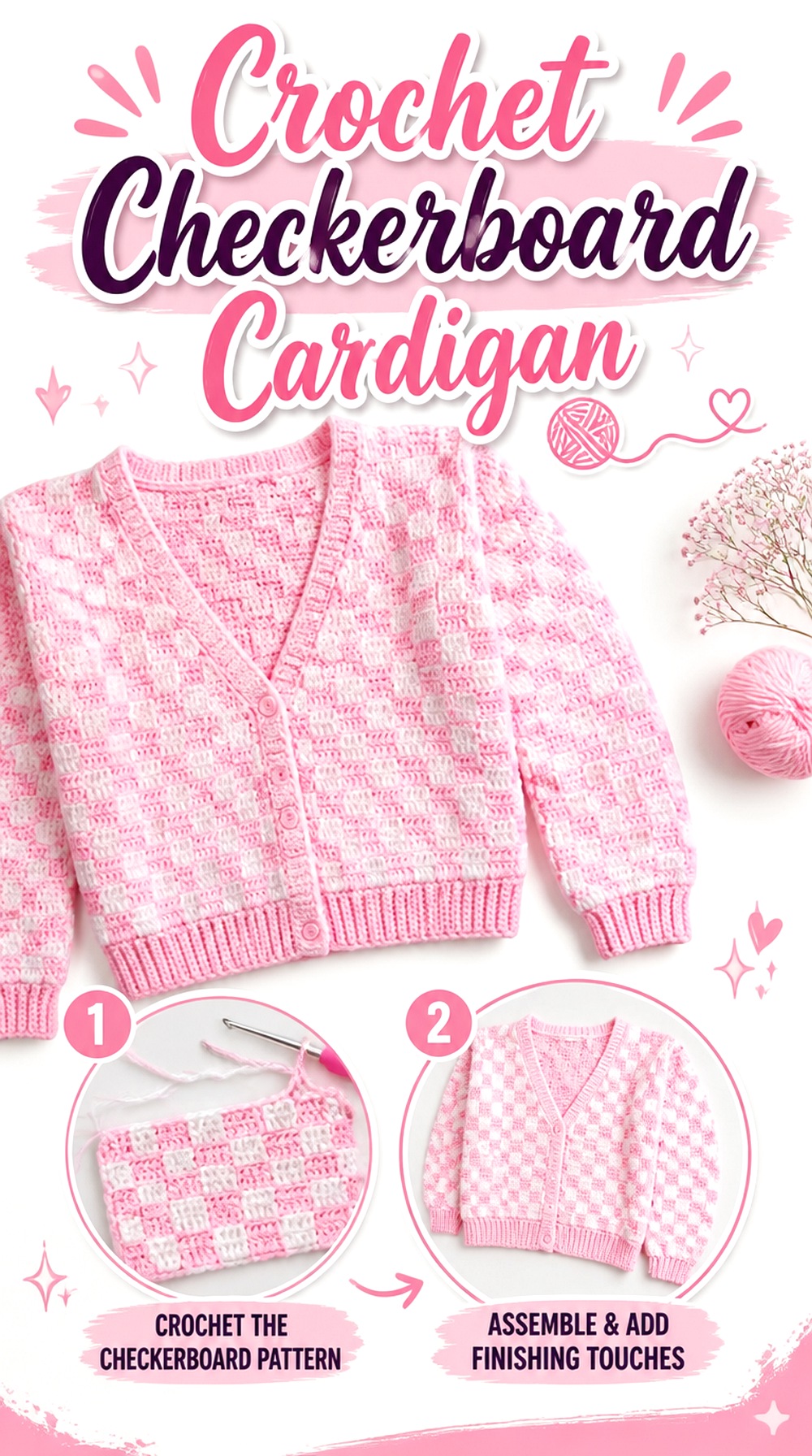 Crochet Checkerboard Cardigan