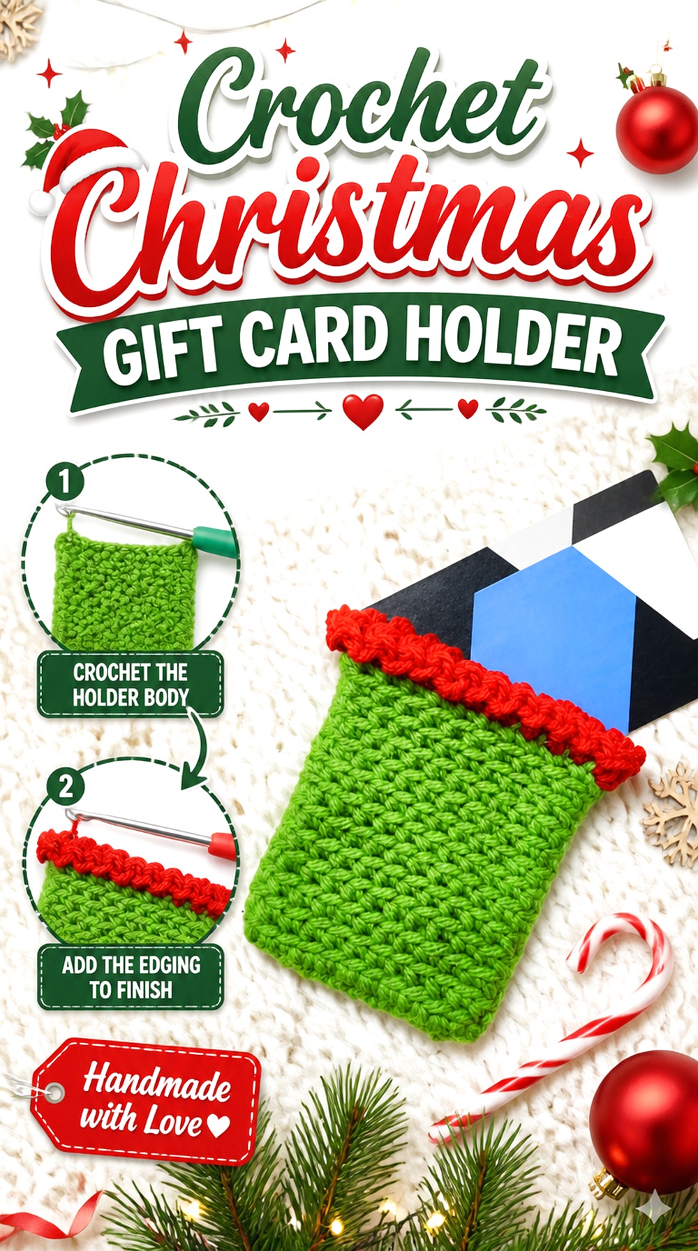 Crochet Christmas Gift Card Holder