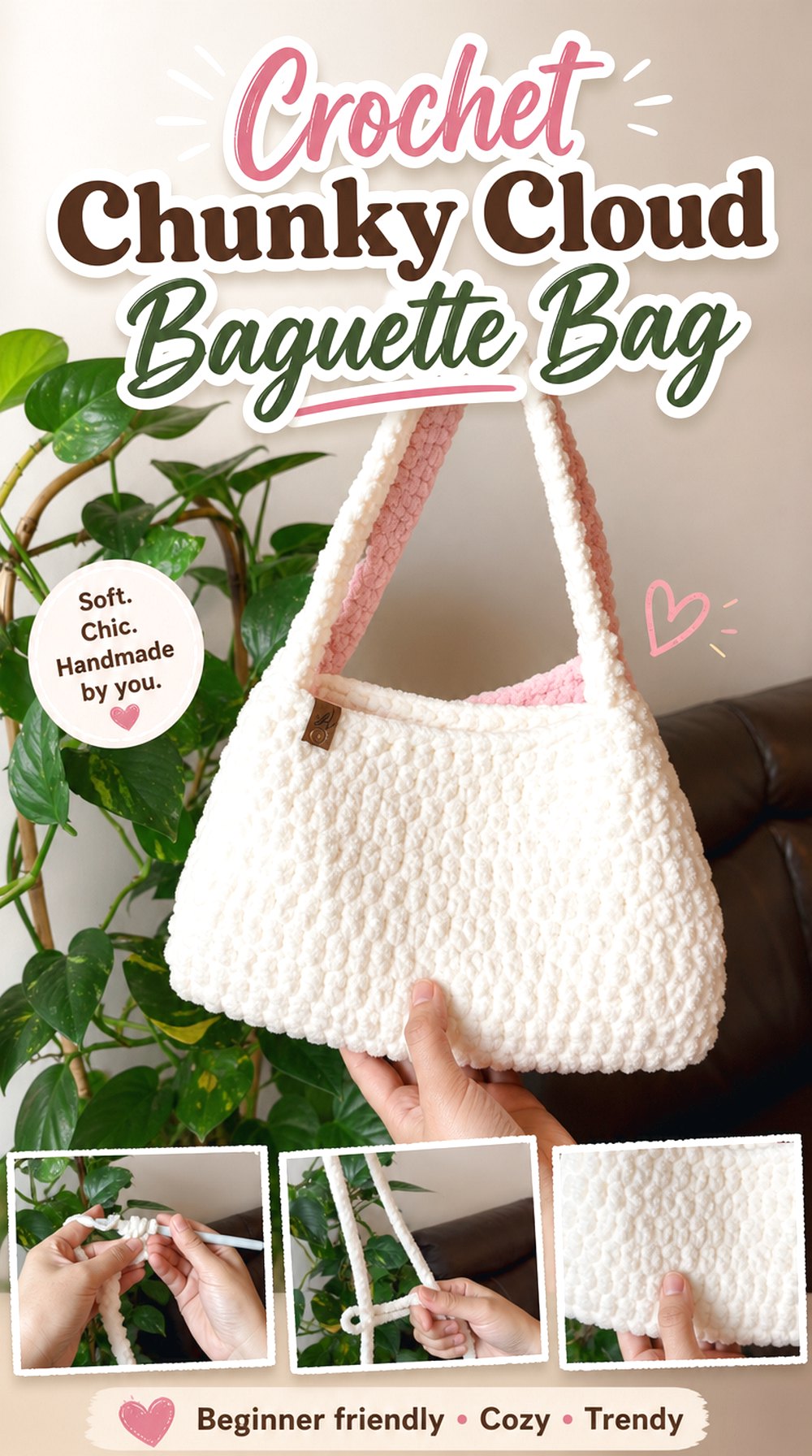 Crochet Chunky Cloud Baguette Bag