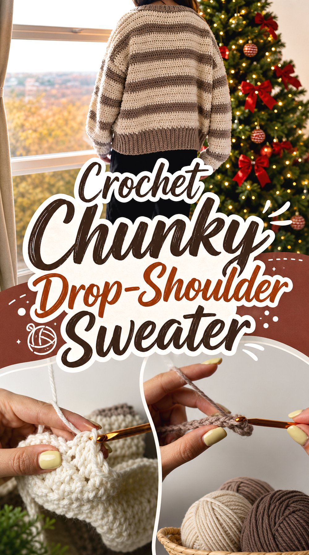 Crochet Chunky Drop-Shoulder Sweater