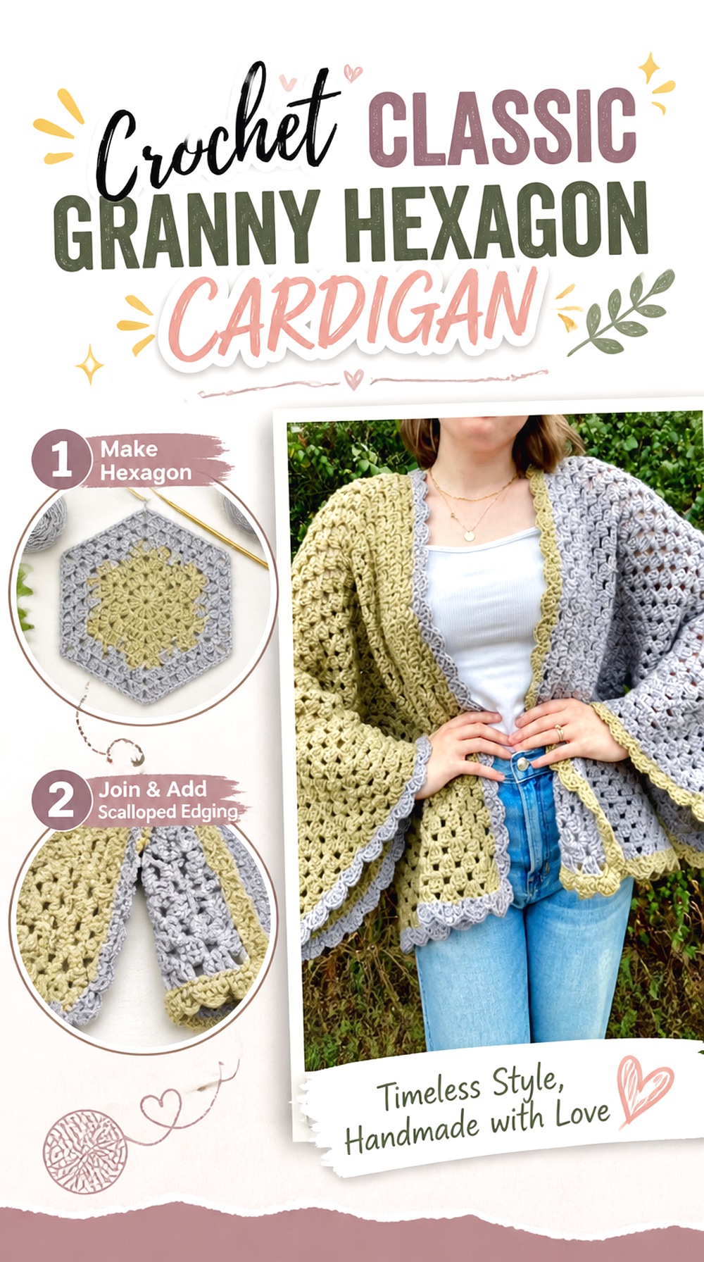 Crochet Classic Granny Hexagon Cardigan