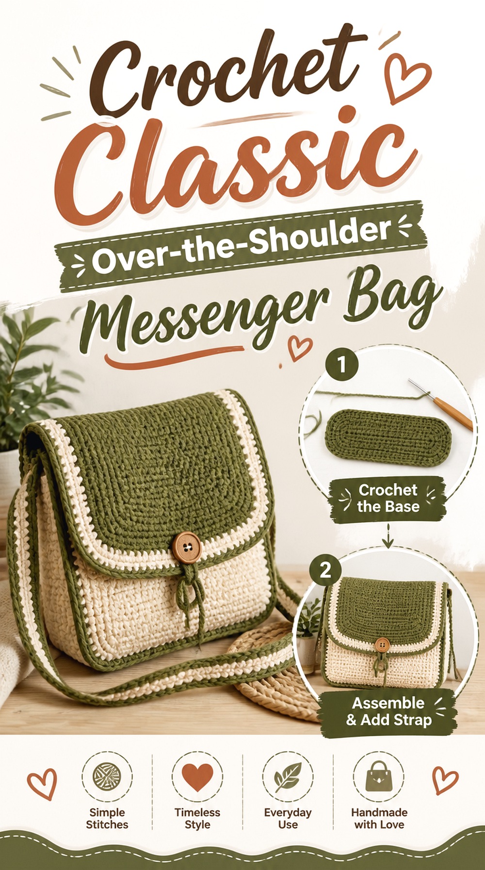 Crochet Classic Over the Shoulder Messenger Bag